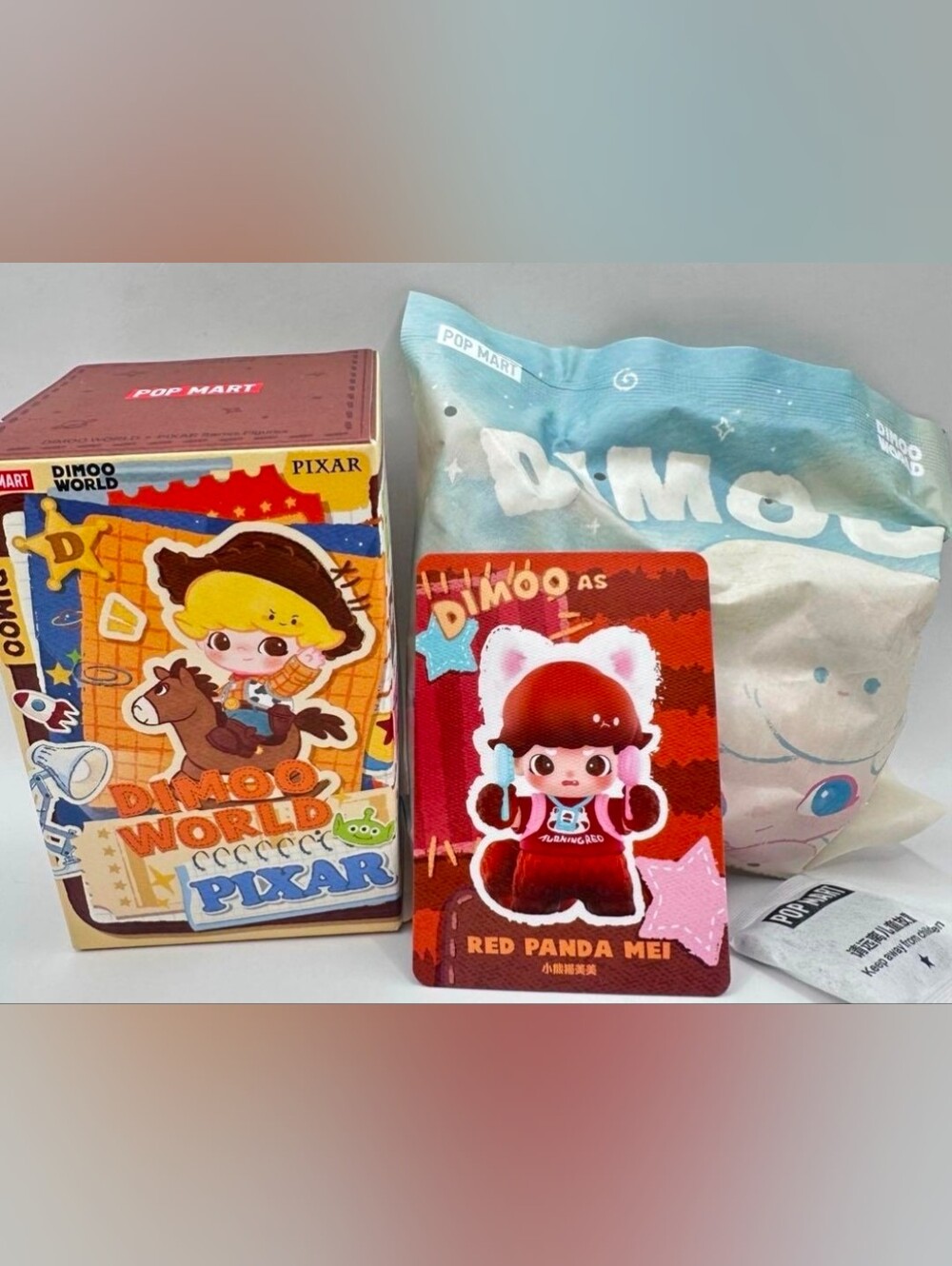 Dimoo Red Panda Mei Collectible Card - Pop Mart  Unopened And Confirmed